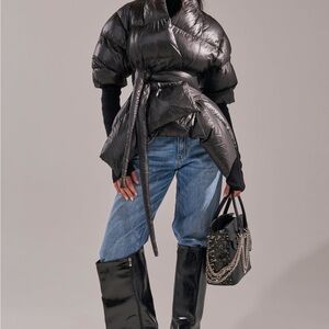 AKIRA Metallic Black Puffer Jacket